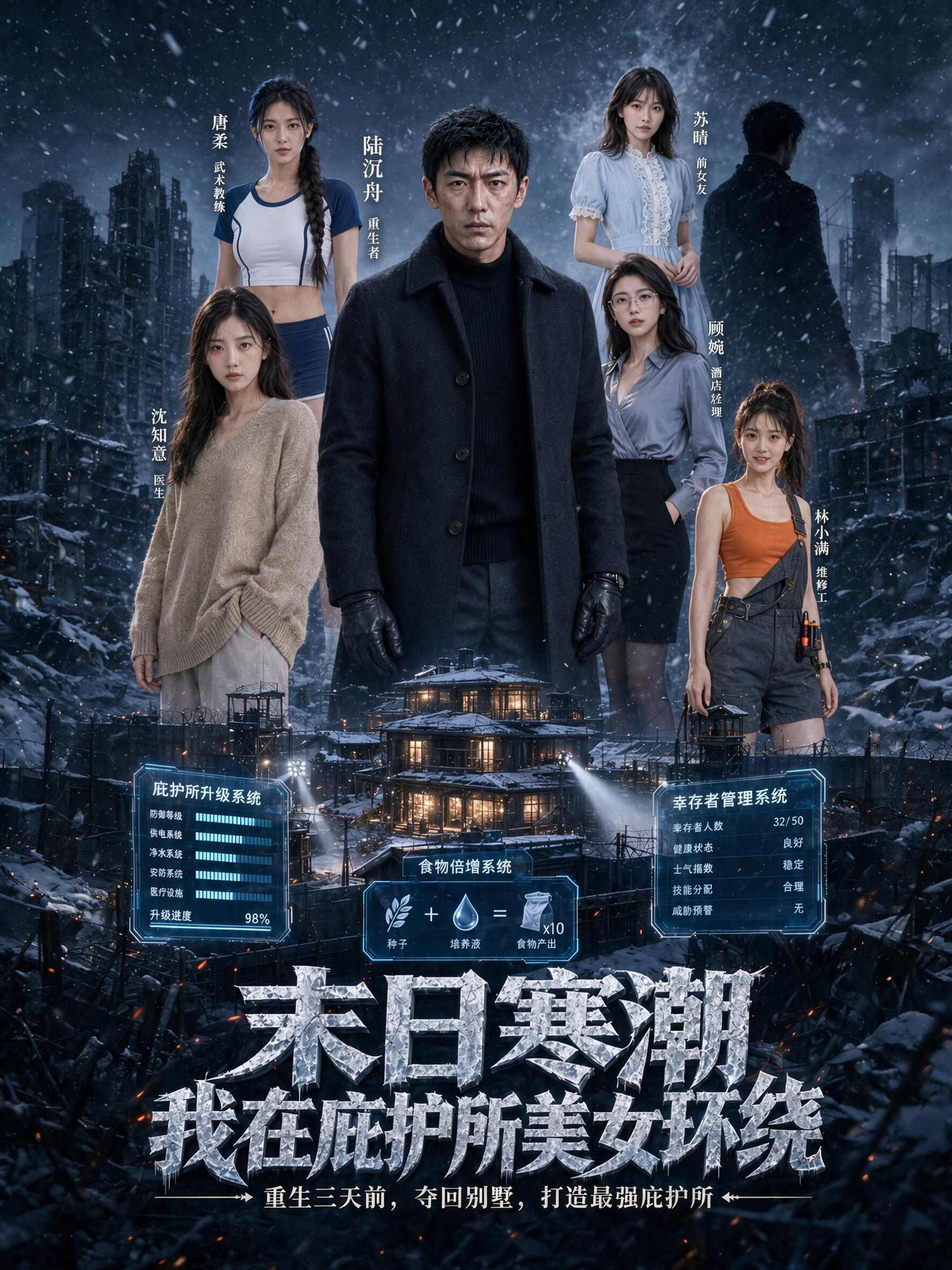 短剧海报：末日寒潮我在庇护所美女环绕
