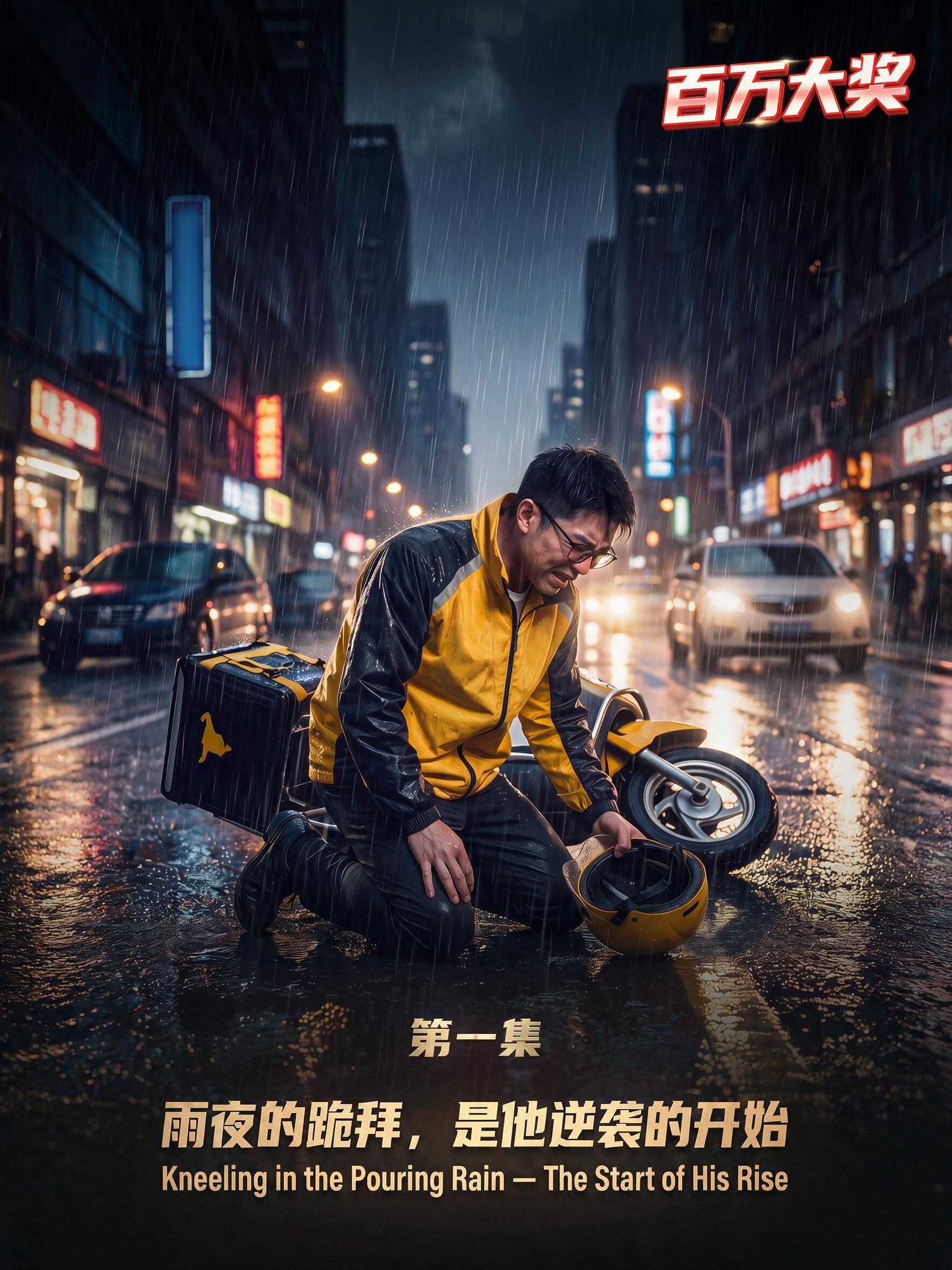 短剧海报：雨夜的跪拜